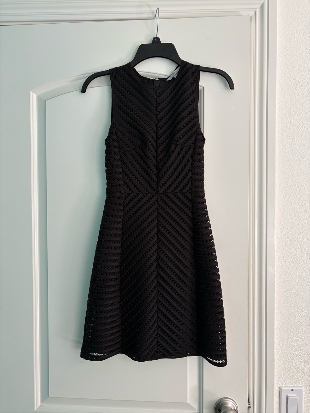 H&M Black Sleeveless Textured Fit & Flare Mini Dress